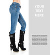 Photo: female legs in a blue jeans and high boots female legs in a blue jeans and high boots
