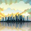 A Vector Cityscape with Reflection