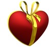 Cadeau en forme de cœur rouge 3d