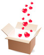 Vector: Empty open box with small red hearts Empty open box with small red hearts