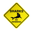 Sharks - No swimming, Australisches Schild - isoliert