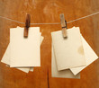 vintage photographs hang on the clothespin isolated on Wood wall vintage photographs hang on the clothespin isolated on Wood wall