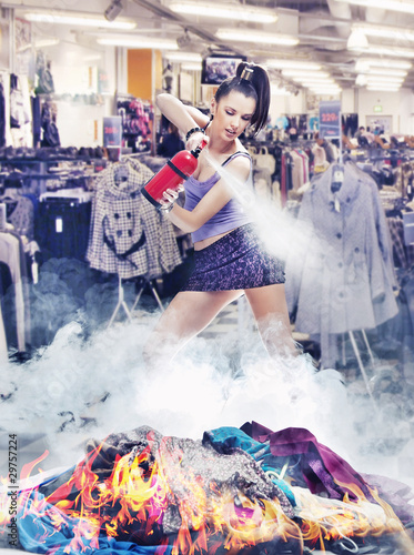 Photo: Nice girl irl is extinguishing the fire of clothes Nice girl irl is extinguishing the fire of clothes