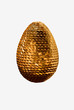 Golden egg decorated with spangles on white background Golden egg decorated with spangles on white background