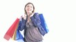 Excited Shopper Playing with shopping bags; HD 720, H 264
