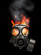 gas mask and fire