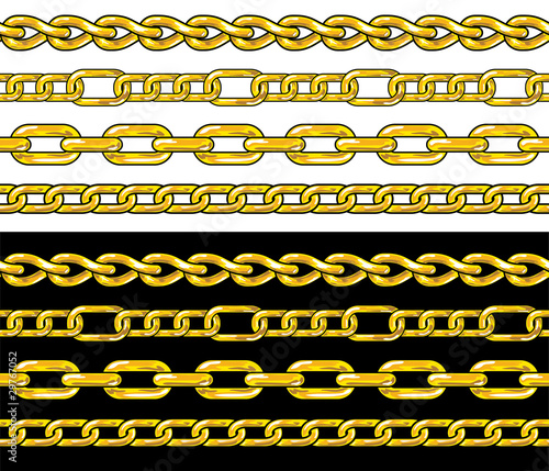 Vector: Gold chain. Seamless Borders set. Gold chain. Seamless Borders set.
