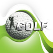 Designed golf background with stylized shapes.