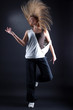 young woman modern dancer in action