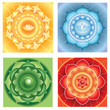bright abstract circle backgrounds, mandalas of different chakra