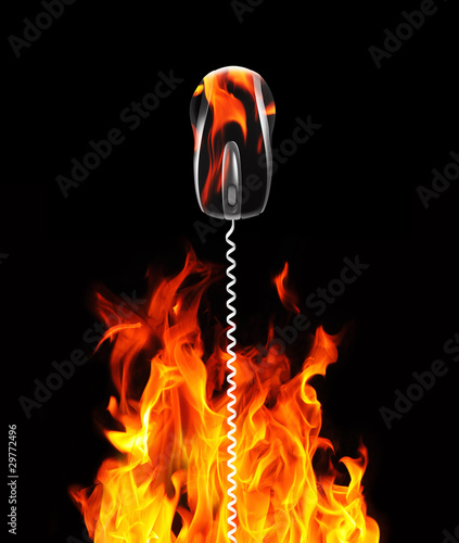 Photo: mouse cable and flames mouse cable and flames