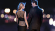 Amazing couple in love over the city background talking Amazing couple in love over the city background talking