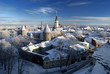Tallinn city. Estonia. Snow on trees in winter, panoram view