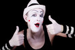 Funny screaming mime in white hat Funny screaming mime in white hat