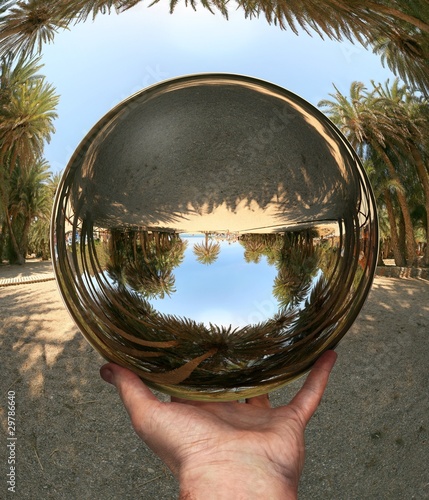 Photo: Glass sphere in hand. Vai. Crete Glass sphere in hand. Vai. Crete