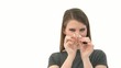 Woman breaks cigarette