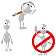 Illustration: Aliens with magnifying glass; behind interdiction sign. Aliens with magnifying glass; behind interdiction sign.