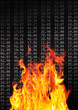 stock exchange numbers and flames