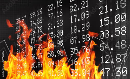 Photo: Stock market flames Stock market flames