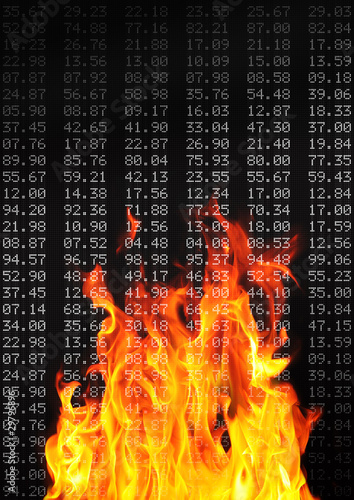 Photo: stock exchange numbers and flames stock exchange numbers and flames