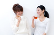 two beautiful asian women talking two beautiful asian women talking