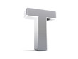 Letter T as brushed metal object over white