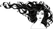 monochrome portrait of a woman with long hair
