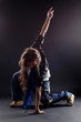 woman modern dancer against black