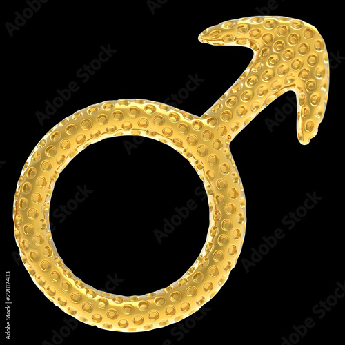 Photo: Golden male gender symbol isolated Golden male gender symbol isolated