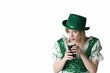 Beautiful woman drinks a St Patty's Pint