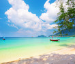 longtail boat and beautiful beach. koh Tao, Thailand longtail boat and beautiful beach. koh Tao, Thailand