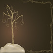 Golden wire tree decorated wire hearts Golden wire tree decorated wire hearts