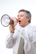 Businessman with a  megaphone