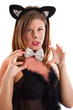 sexy young woman in cat costume