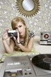 camera retro photo woman in vintage room camera retro photo woman in vintage room