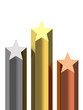 Golden, silver and bronze stars pedestal Golden, silver and bronze stars pedestal