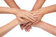 Hands on top of each other isolated