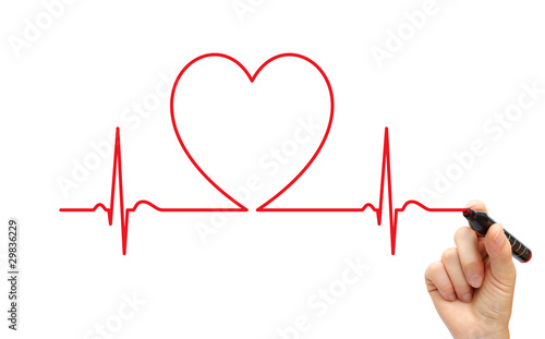 Photo: Hand drawing ECG line Hand drawing ECG line