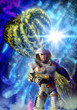 galactic hero in spacesuit