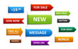 Set of sale labels, price tags, discount tags, pointers.