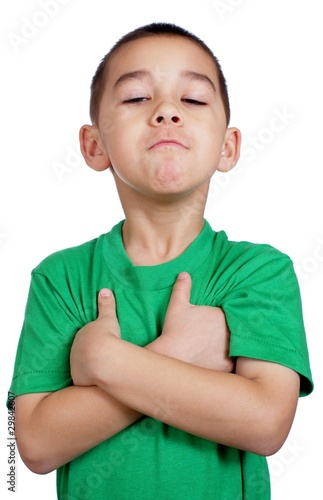 Photo: Kid with arms crossed, stubborn Kid with arms crossed, stubborn