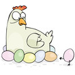 Easter card with a chicken and eggs