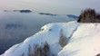 Winter landscape. A fog. Trees in snow.