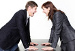 Machtkampf Business Mann und Frau