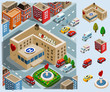 Vektor: Hospital Area Isometric Vector Hospital Area Isometric Vector