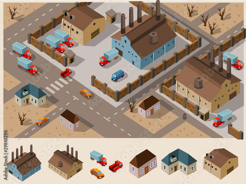 Vector: Industrial Area Isometric Vector Industrial Area Isometric Vector