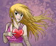 Beautiful anime girl holding heart - with background Beautiful anime girl holding heart - with background