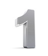 Number 1 as a brushed metal object over white