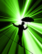 Silhouette of businessman on tightrope
