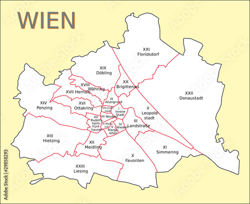 Vector: Wien Bezirkskarte Wien Bezirkskarte